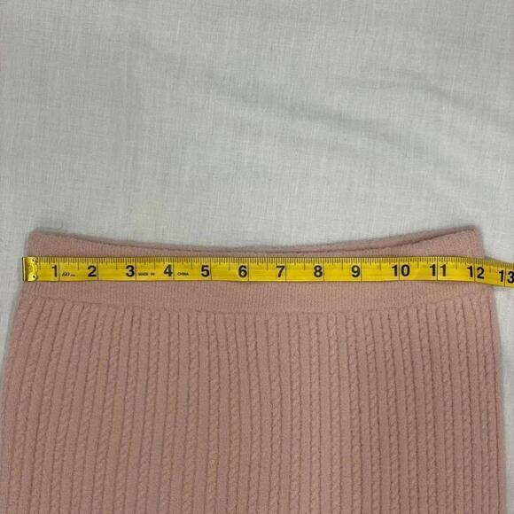 Express Super High Waisted Cable Knit Faux Wrap Mini Sweater Skirt NWT Pink SZ S - Picture 9 of 10